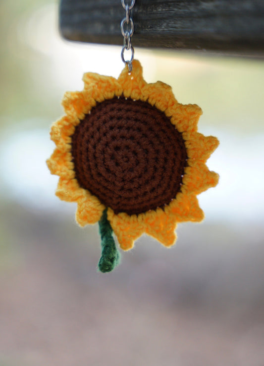 Handmade Crochet Sunflower Keychain